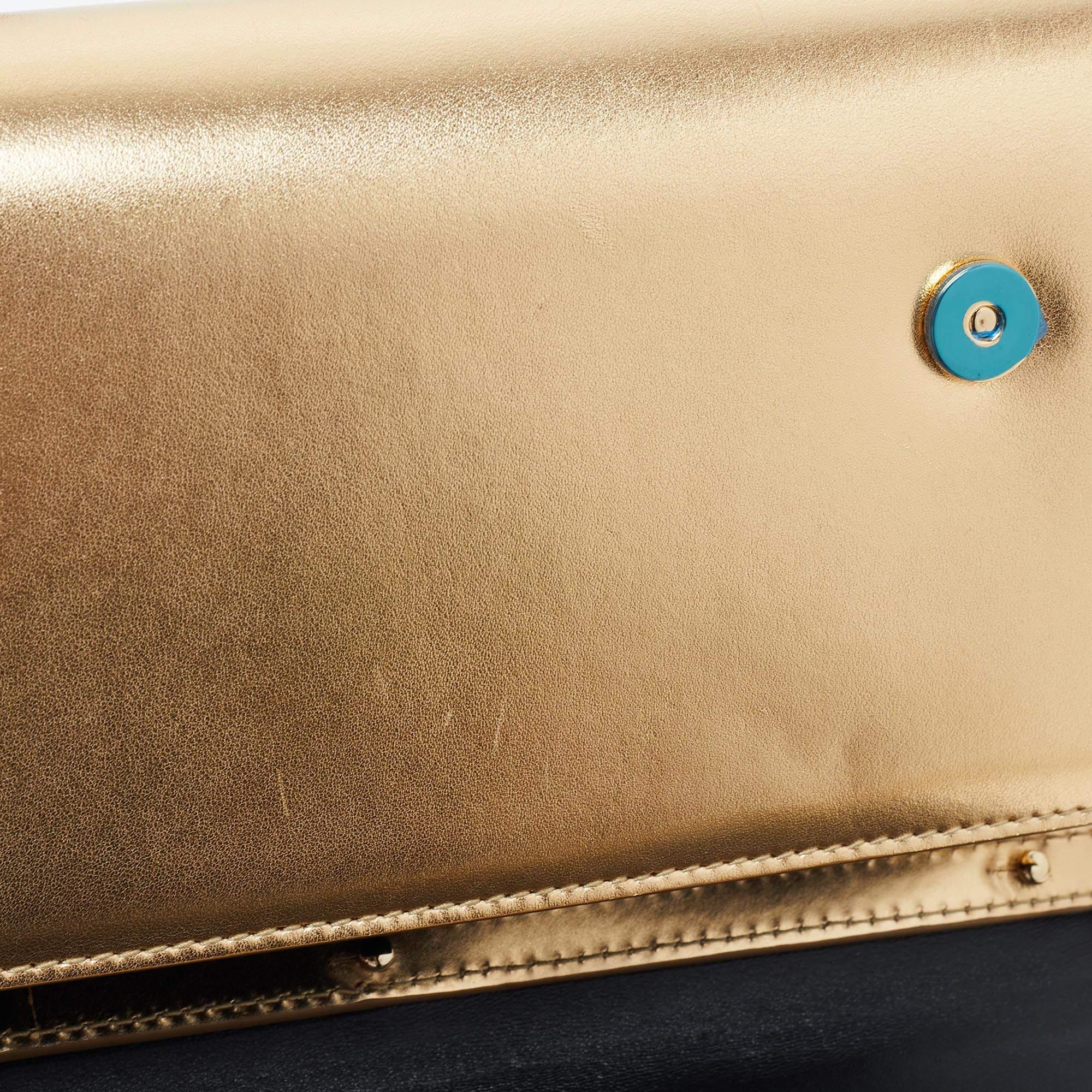 Dolce & Gabbana Gold Glossy Leather DG Logo Shoulder Bag 13