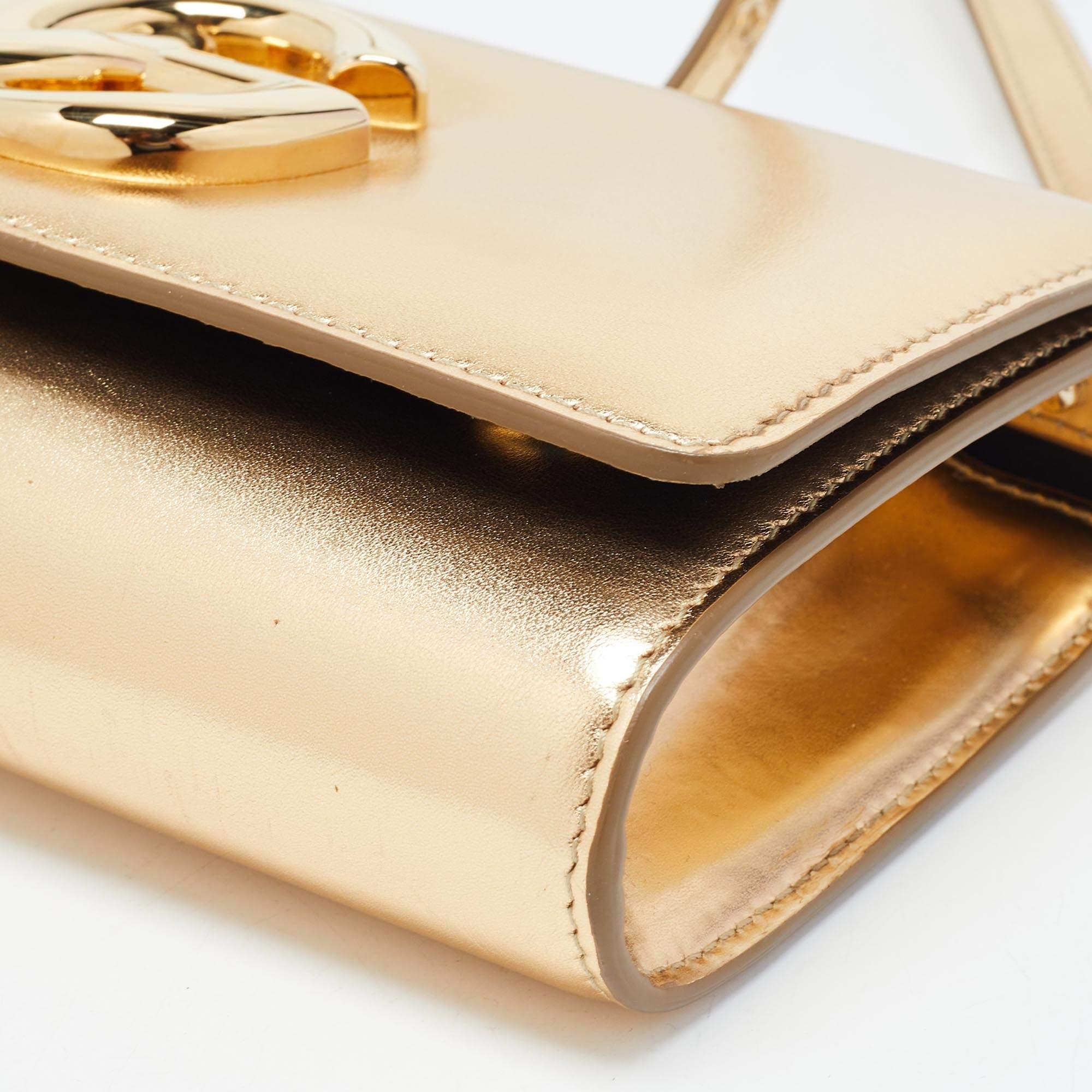 Dolce & Gabbana Gold Glossy Leather DG Logo Shoulder Bag 4