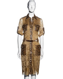 Dolce & Gabbana gold lace and python shirt dress, ss 2005
