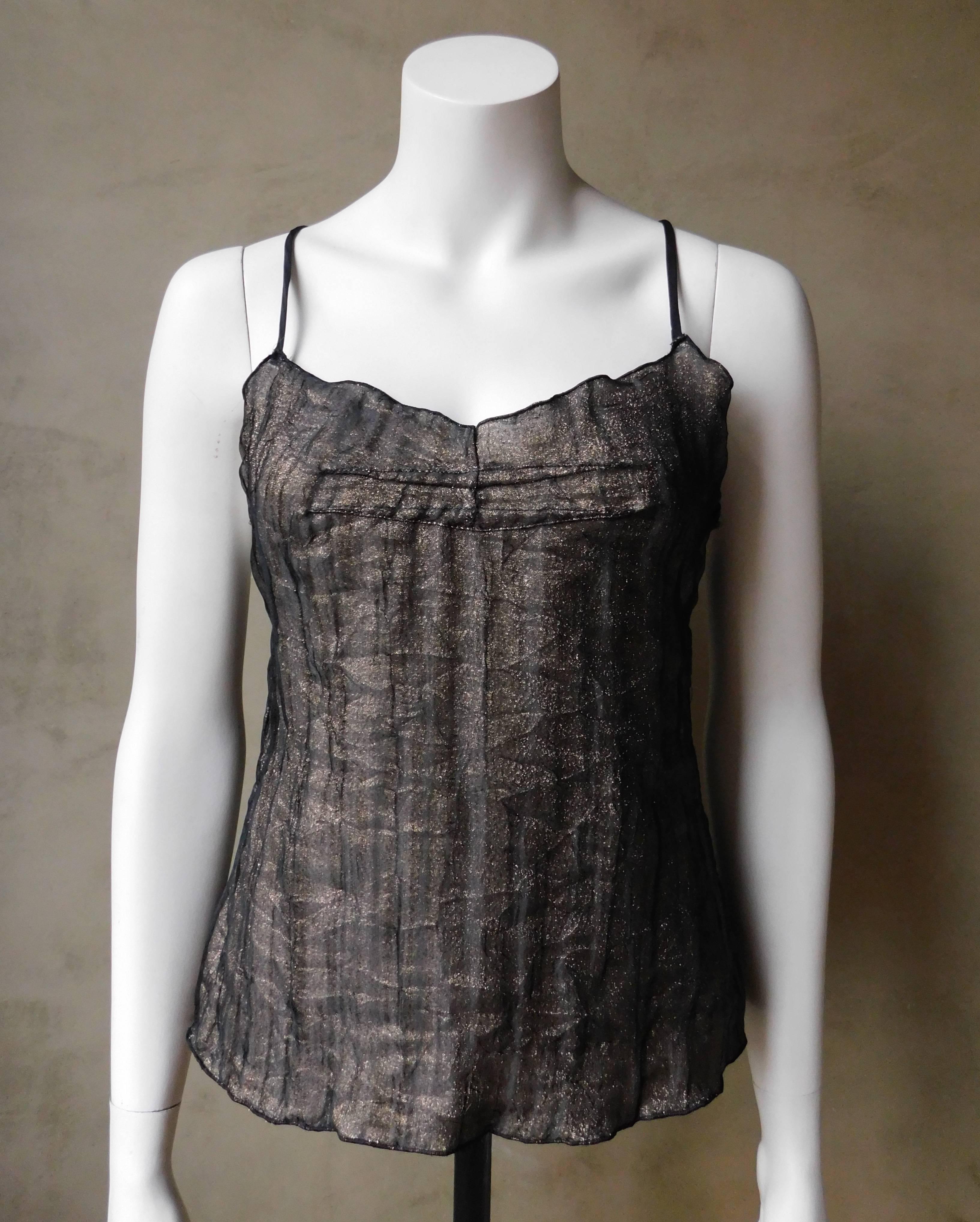 Dolce & Gabbana Gold Lame and Black Silk Chiffon Evening Camisole and Jacket  In Good Condition In Antwerp, BE
