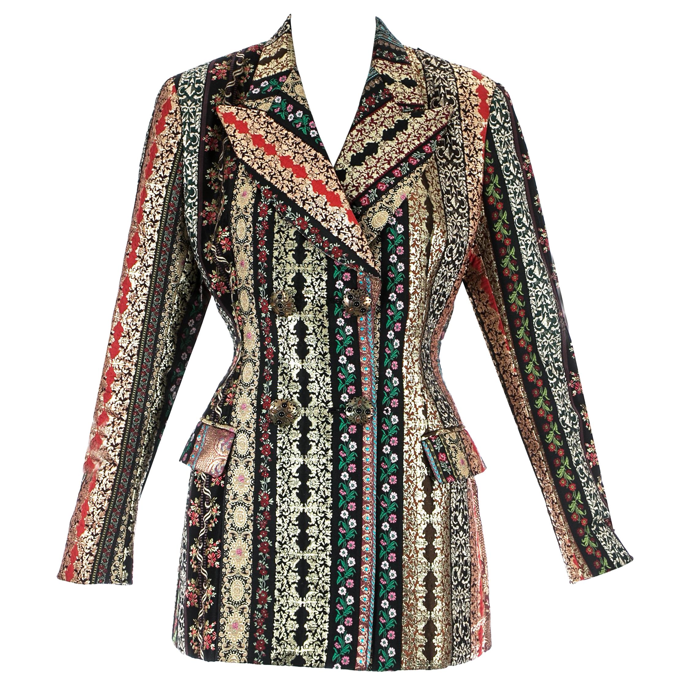 Dolce 
Gabbana gold lame brocade double breasted evening blazer, ss 1993 For Sale