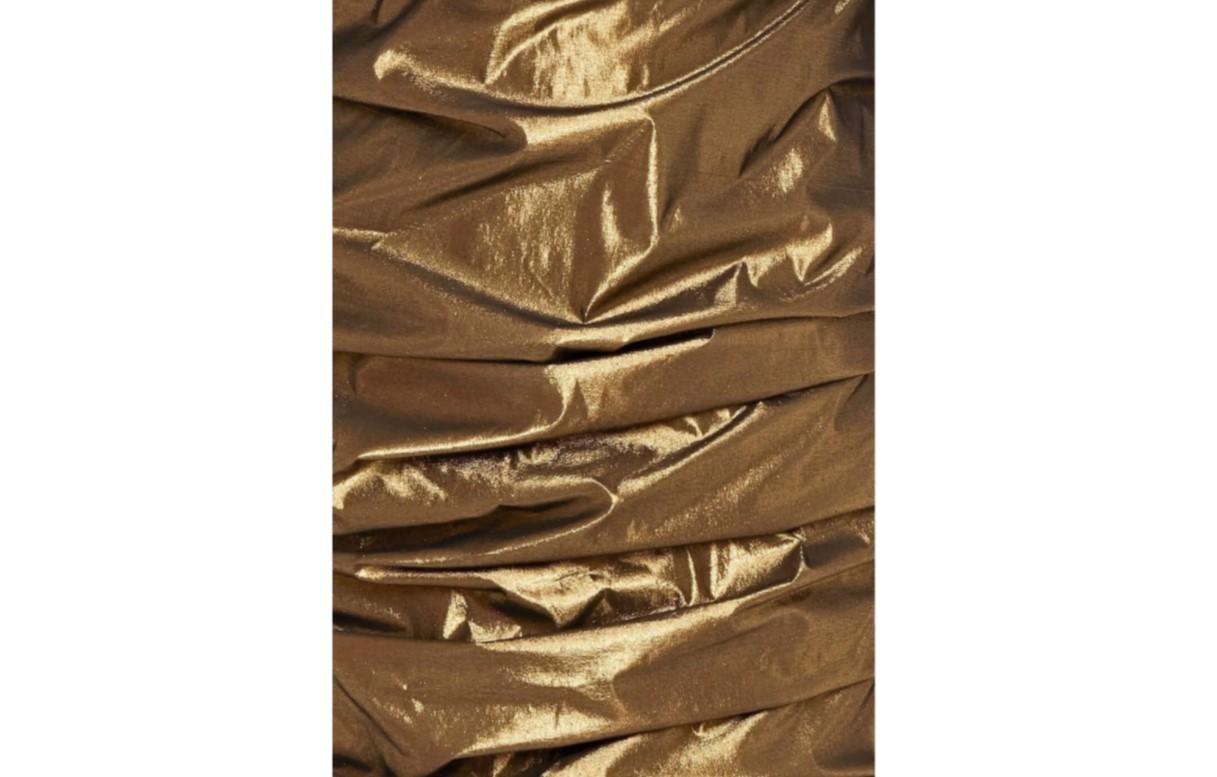 Women's Dolce & Gabbana Gold Lamé Ruched Stretchy Mid-length Dress Midi Party Evening