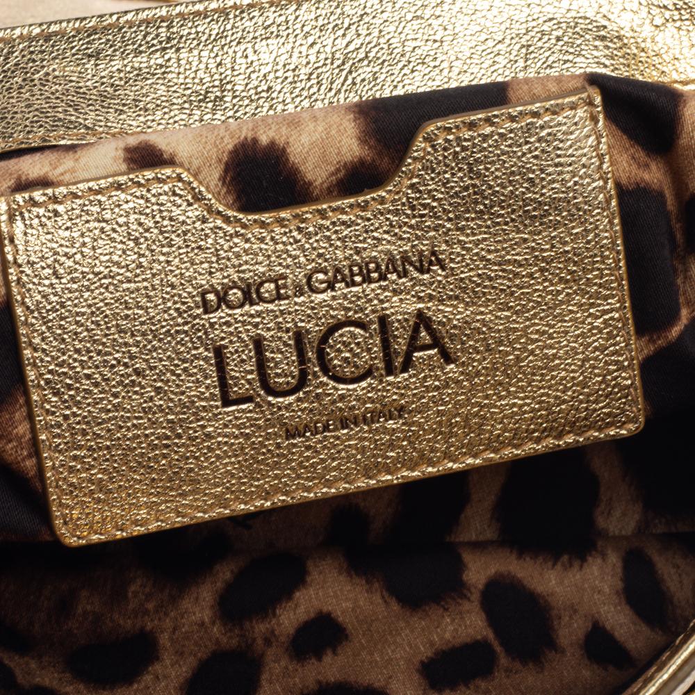 Dolce & Gabbana Gold Leather Lucia Embellished Shoulder Bag 1