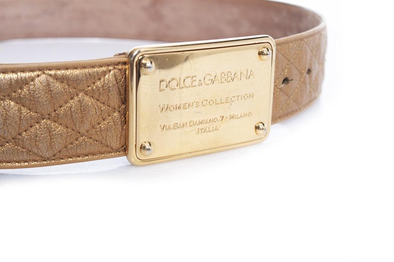 Dolce and Gabbana, Gold leather quilted belt For Sale at 1stDibs