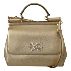 Dolce 
Gabbana gold leather Sicily handbag bag