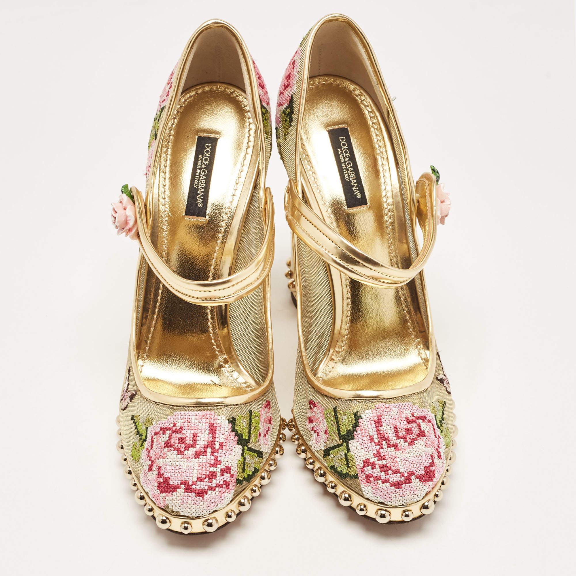 Dolce & Gabbana Peach Mesh Leather Chains Heels Pumps Shoes main image 0