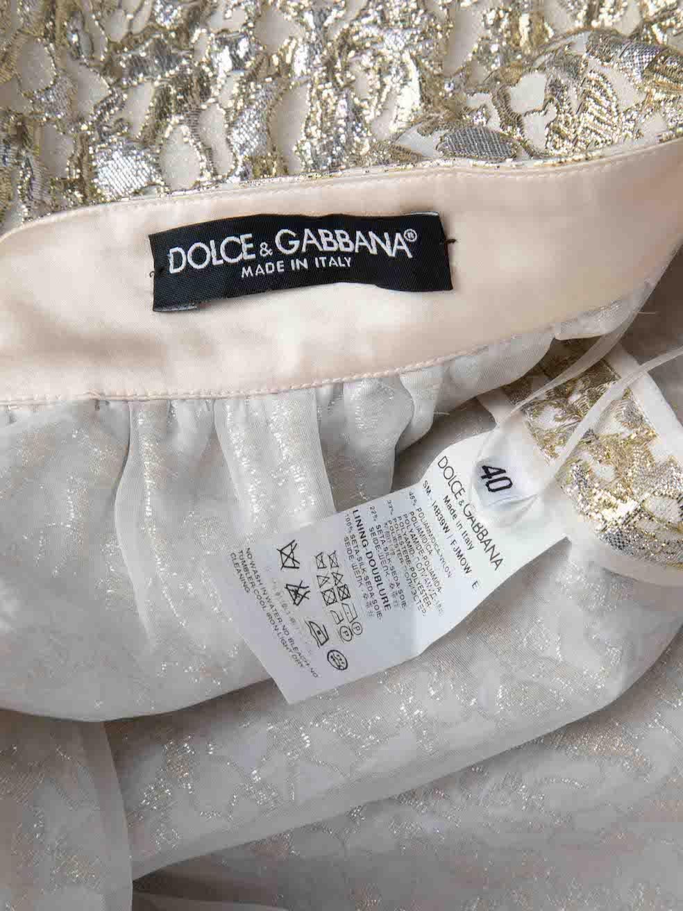 Women's Dolce & Gabbana Gold Metallic Accent Mini Skirt Size S For Sale