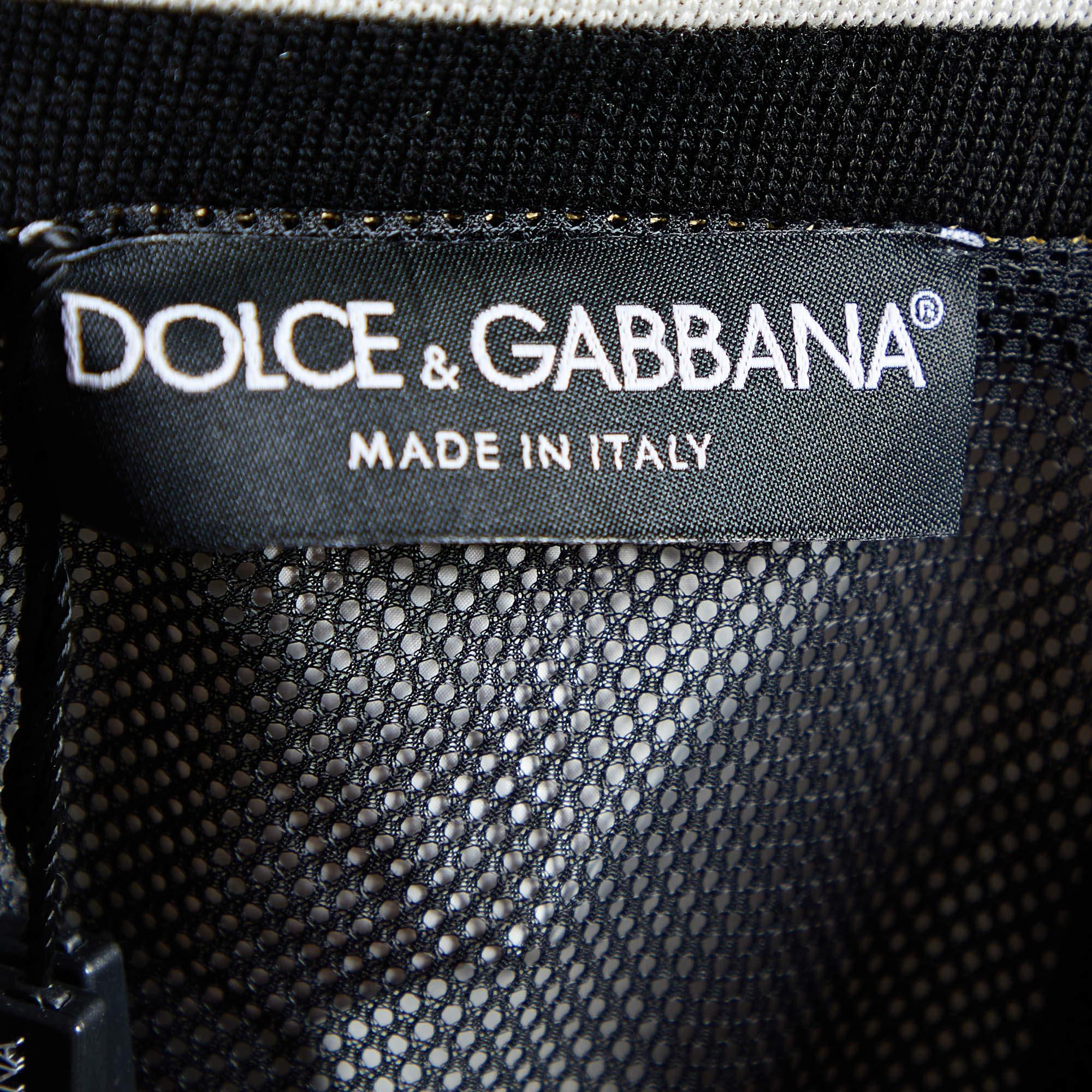 Dolce & Gabbana Gold Metallic 'Just Be King' Foil Bomber Jacket L 1