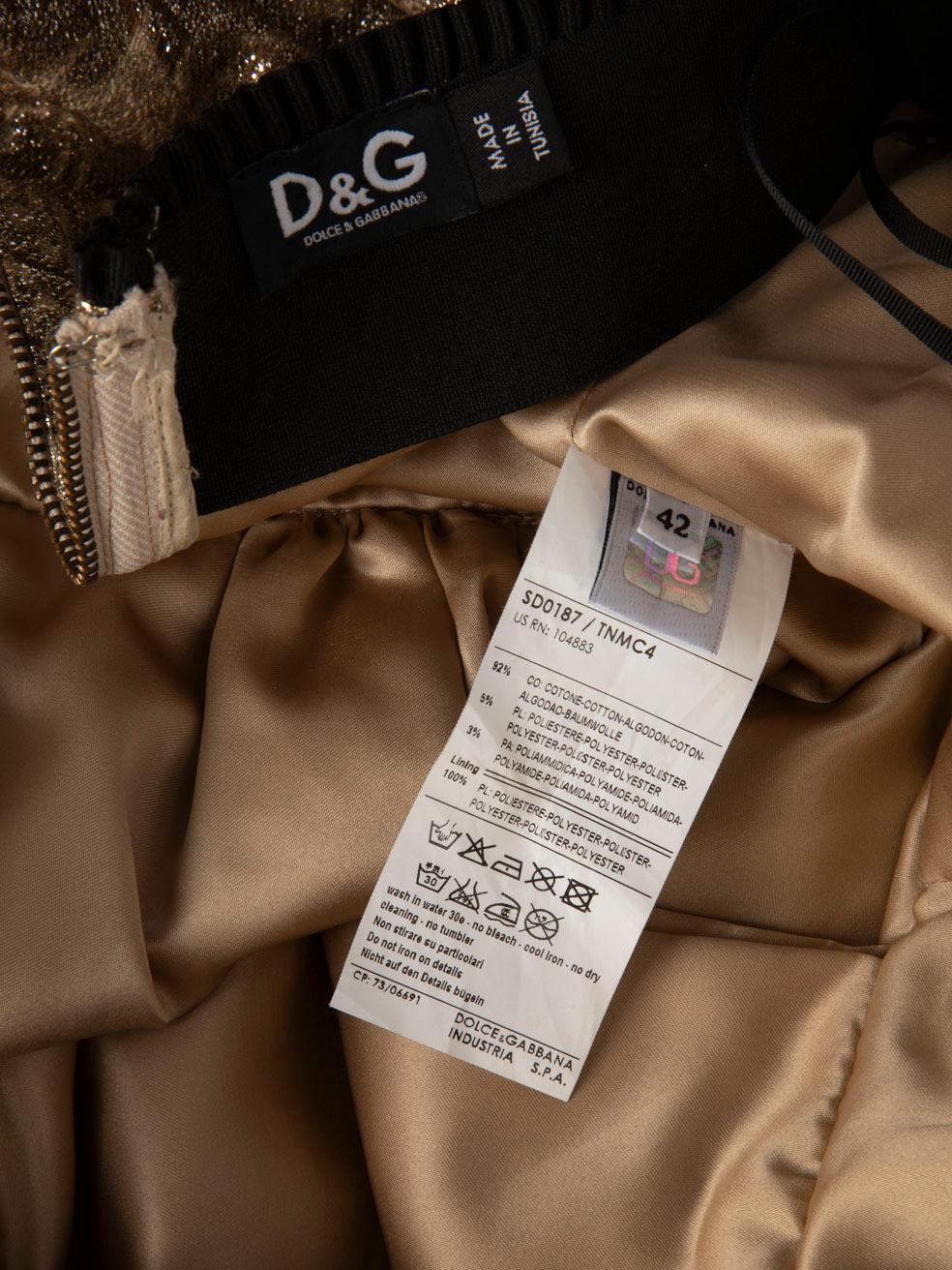 Dolce & Gabbana Gold Metallic Mini Dress Size M For Sale 1
