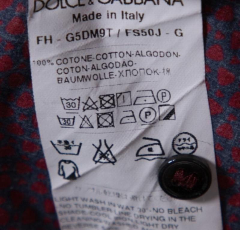 Men's Dolce & Gabbana Gold Navy Printed Cotton Button Down Shirt XL For Sale