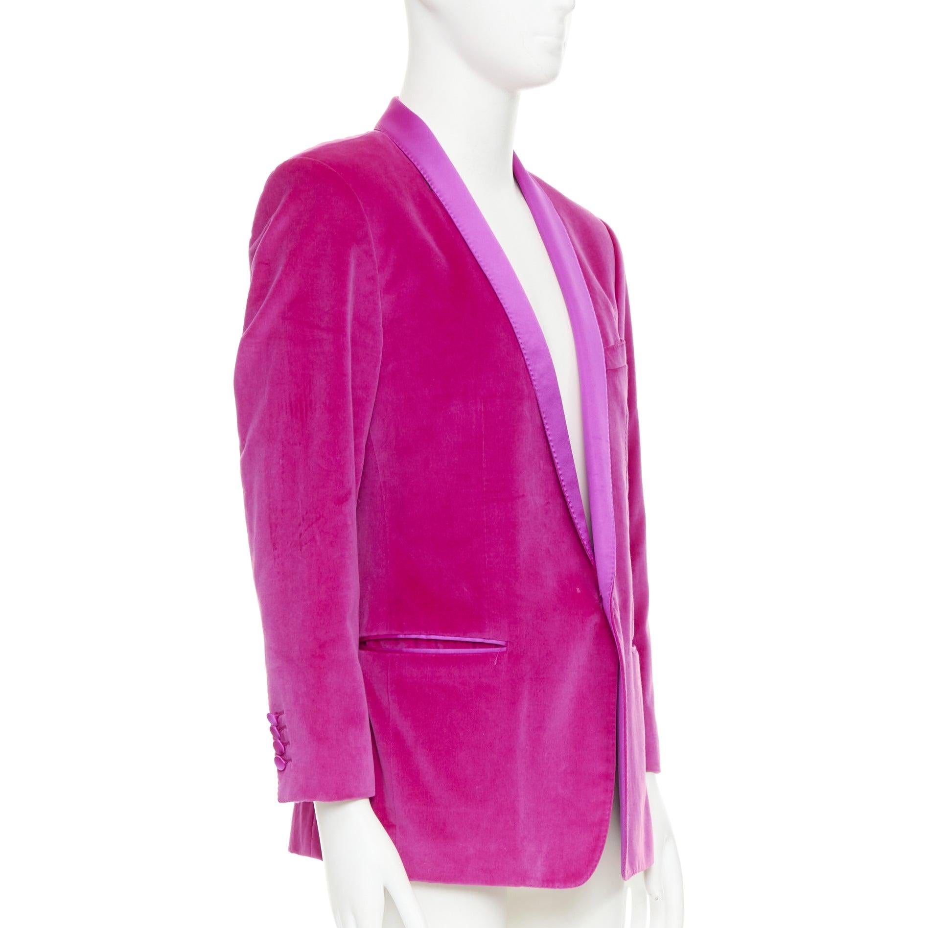 DOLCE GABBANA Gold rosa Samt Baumwolle Seide Mischung Smoking Blazer IT52 XL (Violett) im Angebot