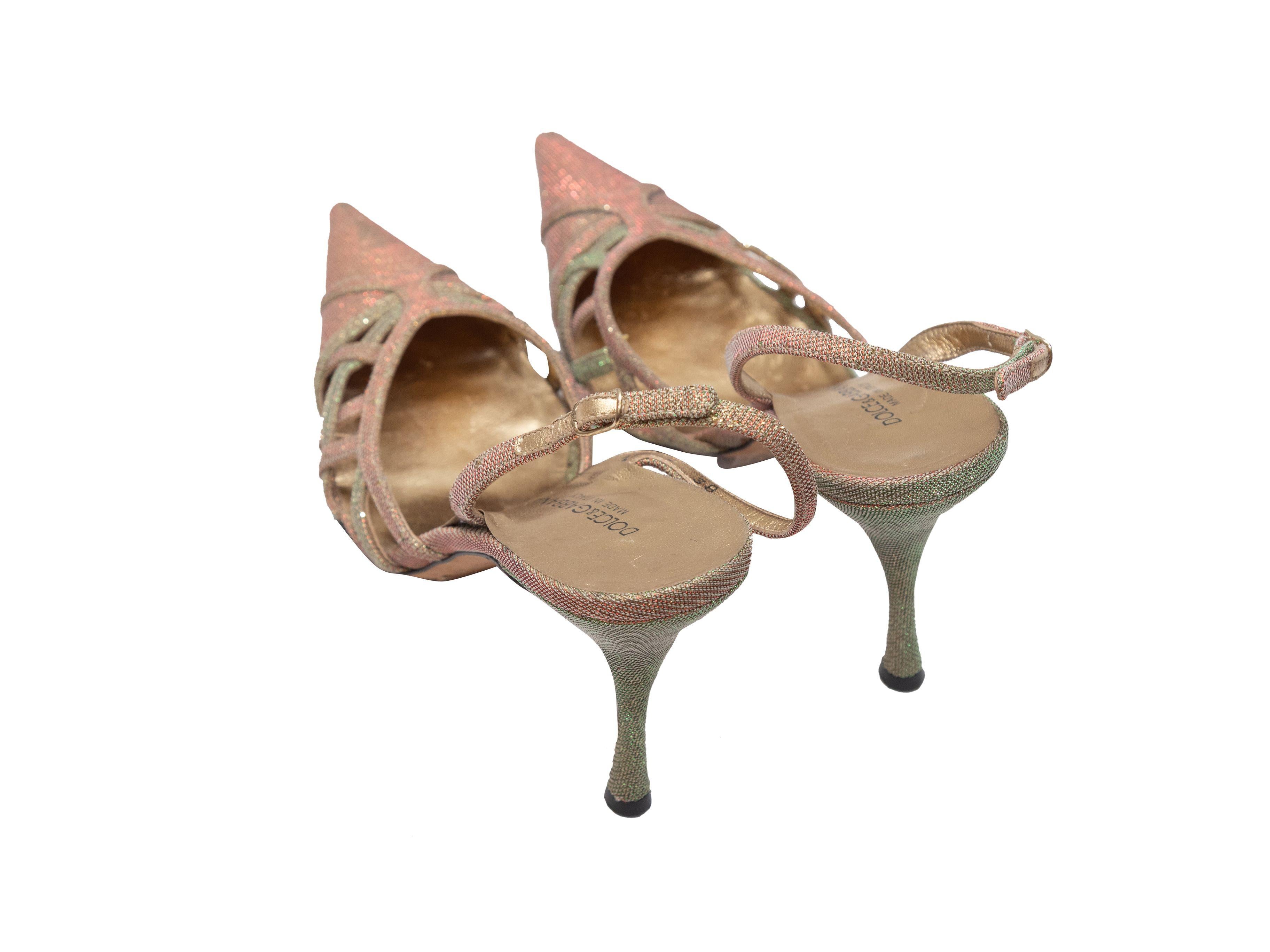 Dolce & Gabbana Gold Pointed-Toe Lamé Slingbacks In Good Condition In New York, NY