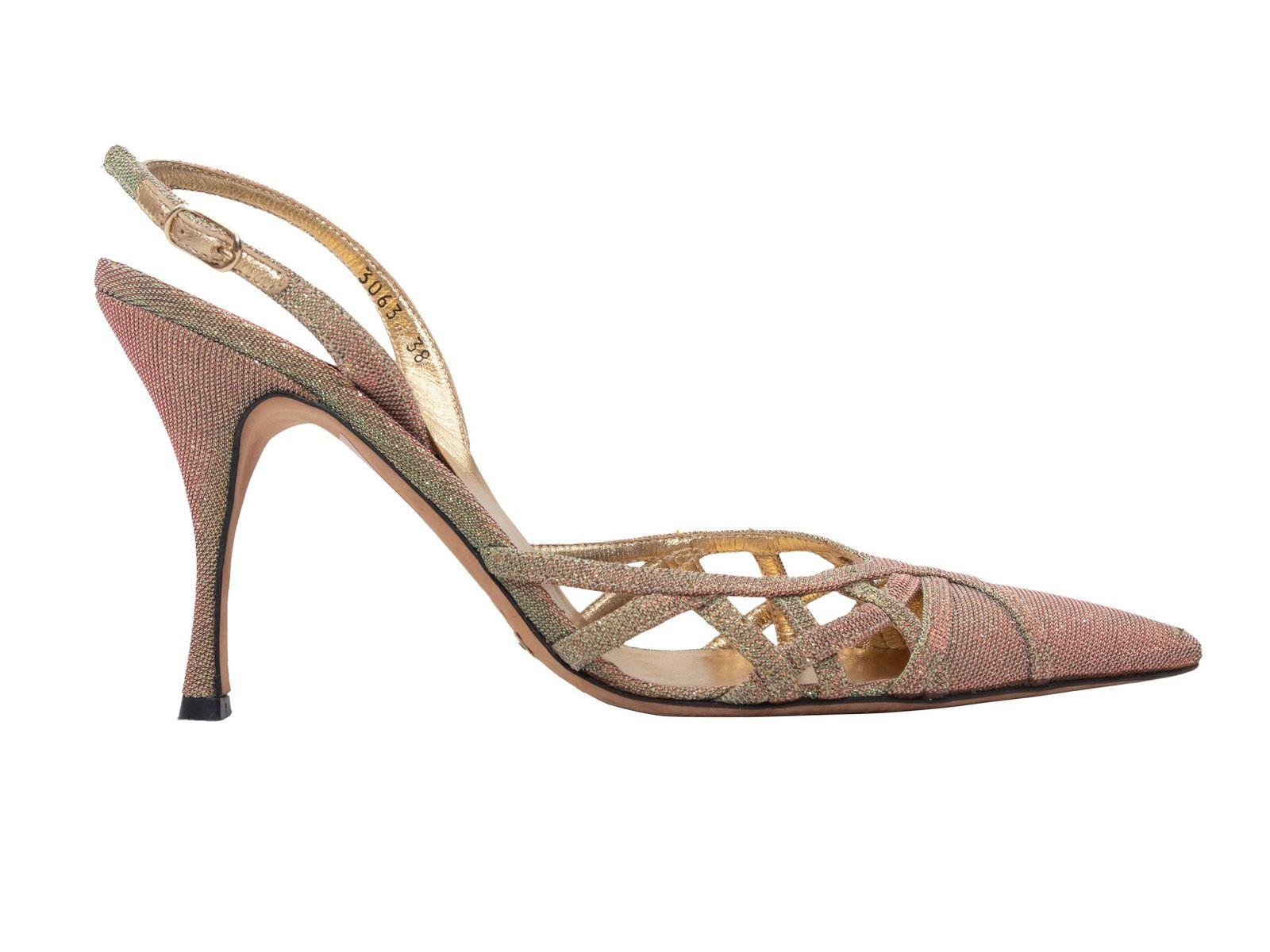 Dolce & Gabbana Gold Pointed-Toe Lamé Slingbacks 1