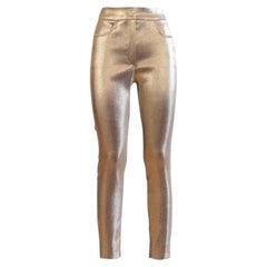 Dolce Gabbana Gold Polyester Lurex Skinny Pants Trousers Leggings Party D&G