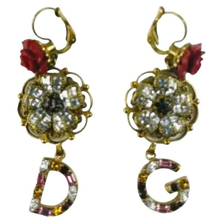 Dolce & Gabbana Gold Brass Yellow Crystal Flower Ring
