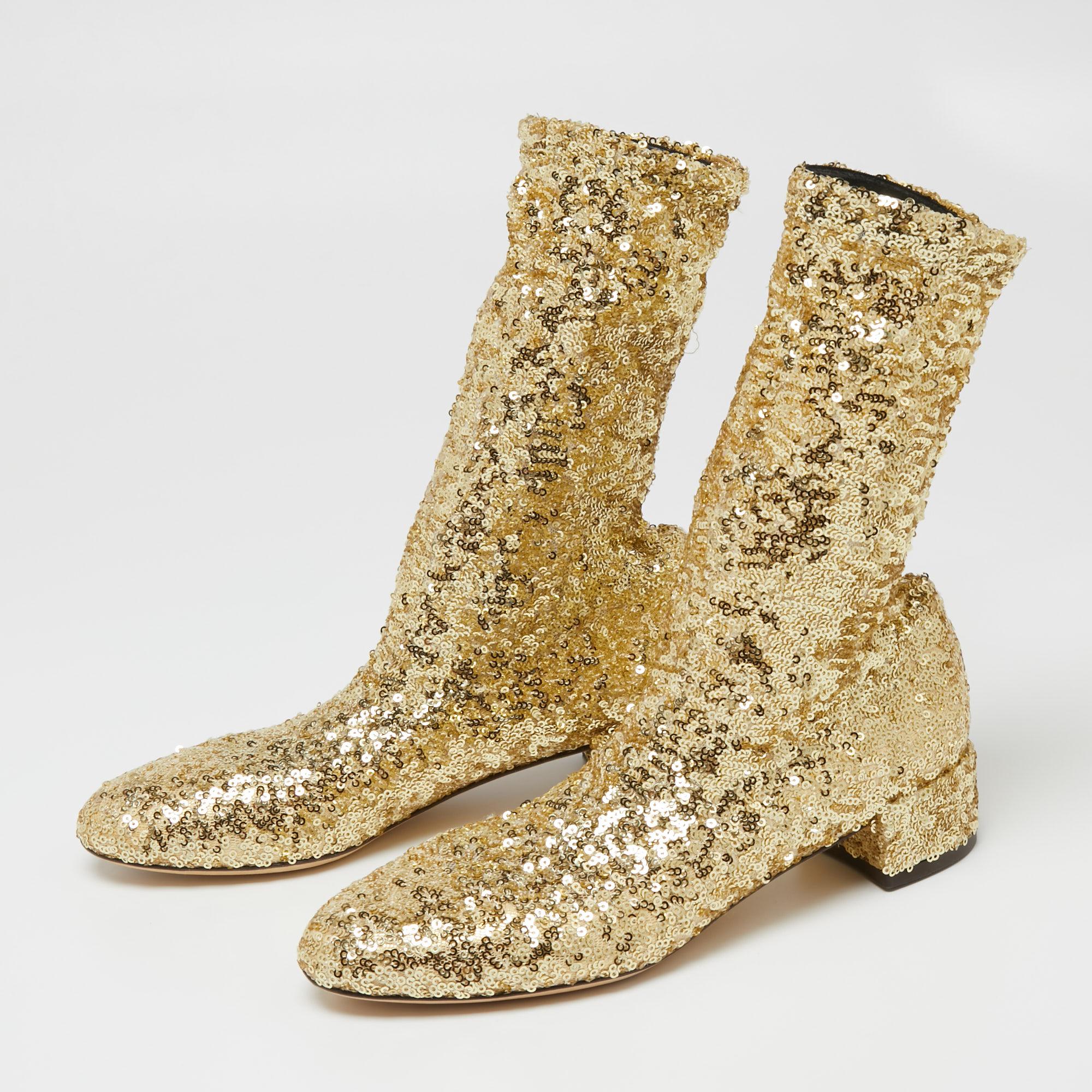 sequin gold boots