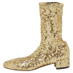 Dolce & Gabbana Gold Sequin Ankle Boots Size 36