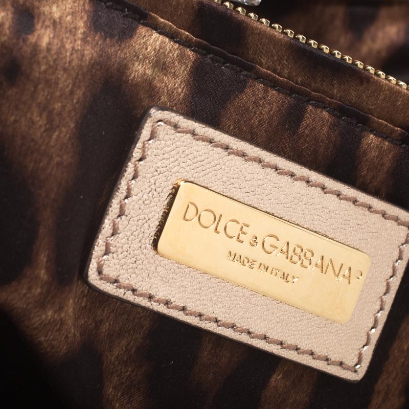 Dolce & Gabbana Gold Sequin Crystal Embellished Lock Frame Chain Clutch 1