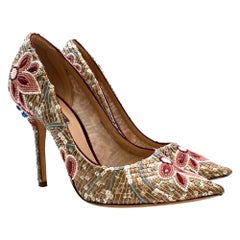 Dolce & Gabbana Gold Sequin Embellished Leather Pumps - Size 38.5