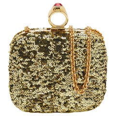 Dolce & Gabbana Gold Sequin Frame Chain Clutch