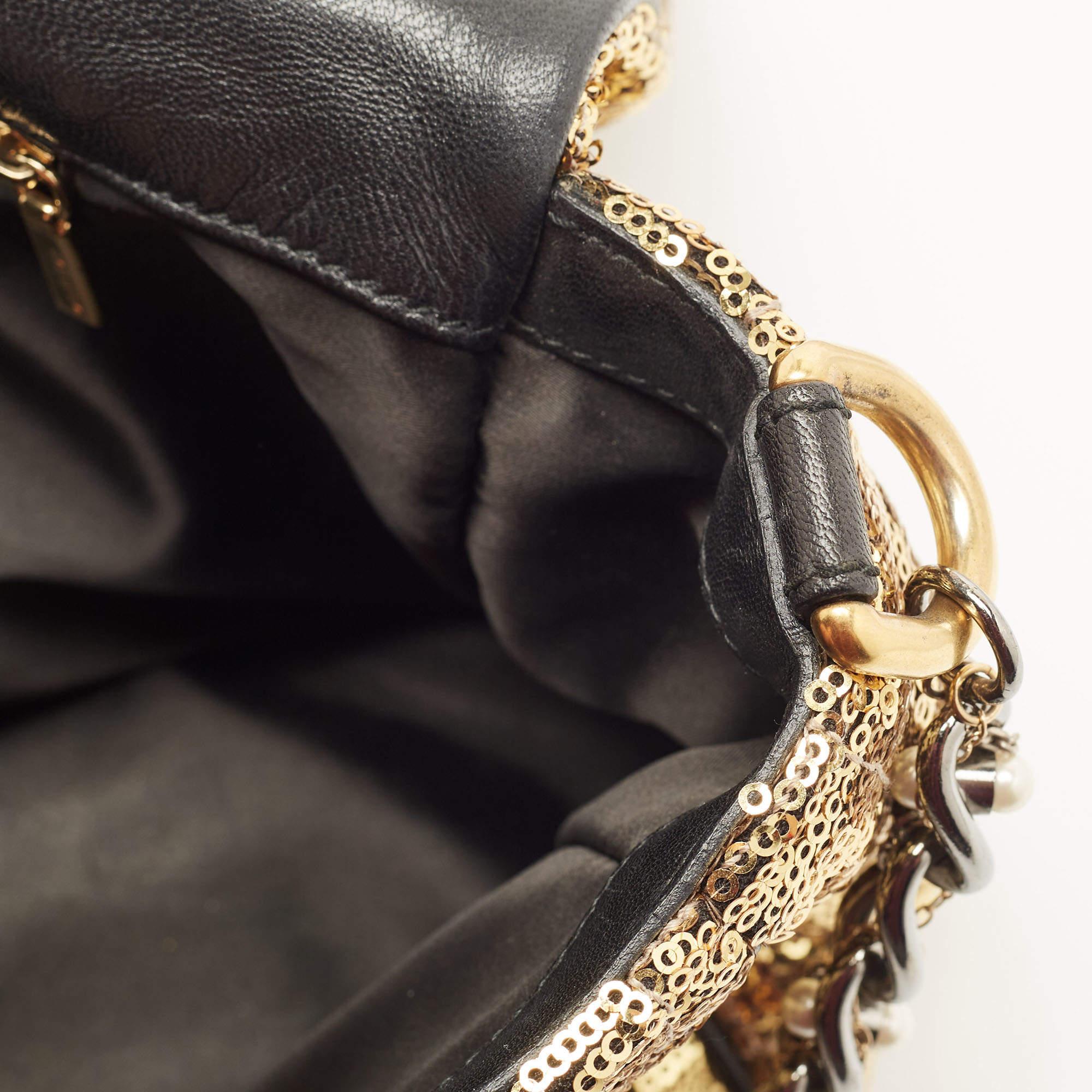 Dolce & Gabbana Gold Sequin Miss Charles Shoulder Bag 8