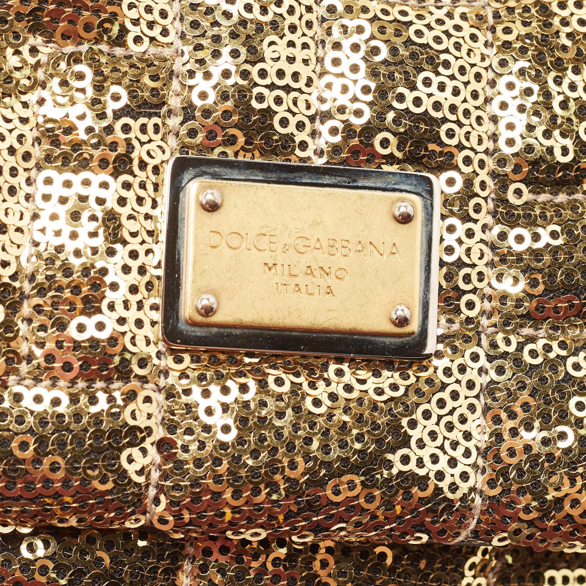 Dolce & Gabbana Gold Sequin Miss Charles Shoulder Bag 10
