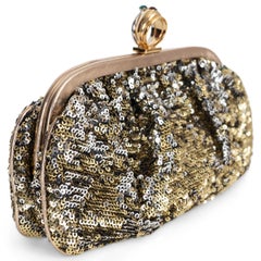 DOLCE & GABBANA gold sequin RING KISS LOCK Clutch Bag