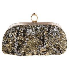 DOLCE & GABBANA gold sequin RING KISS LOCK Clutch Bag