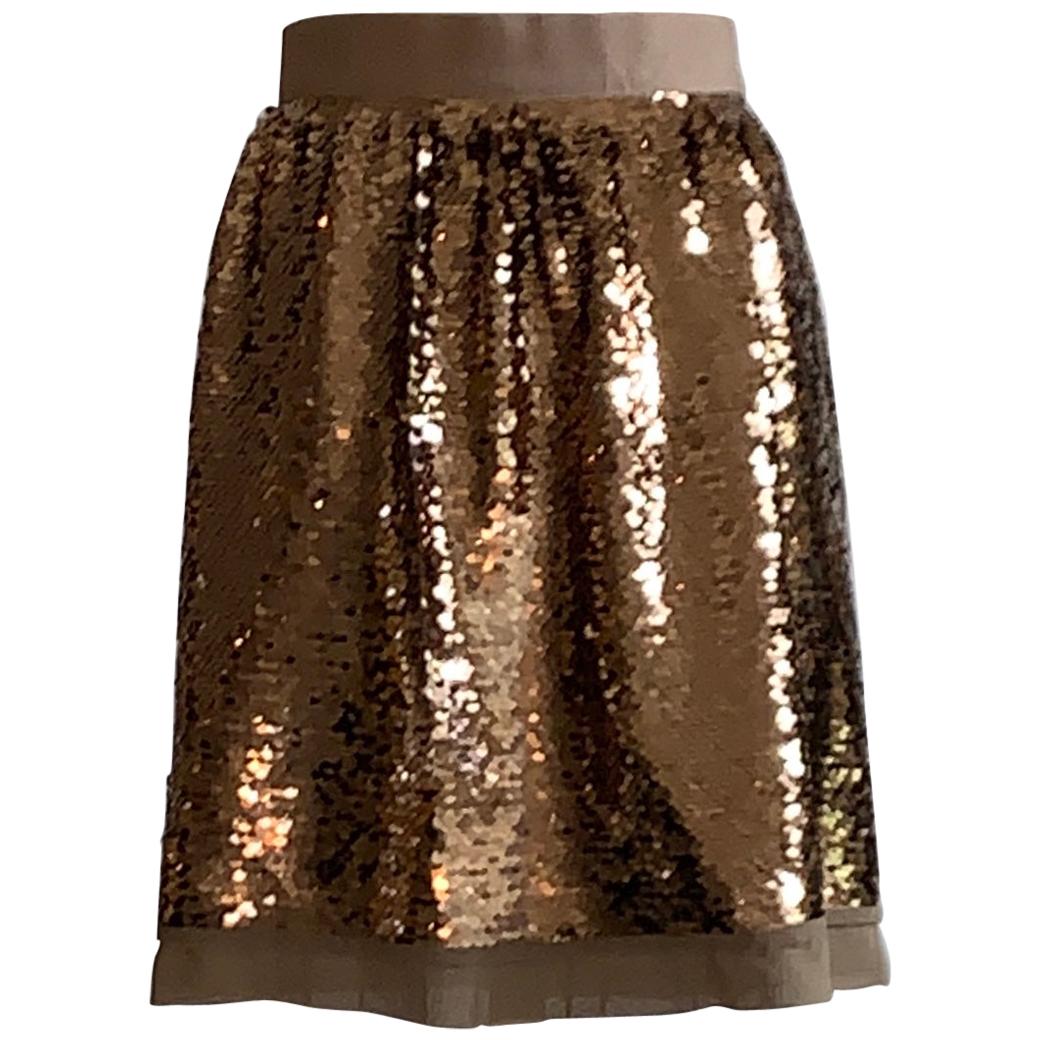 Dolce & Gabbana Gold Sequin Skirt New with Tags For Sale