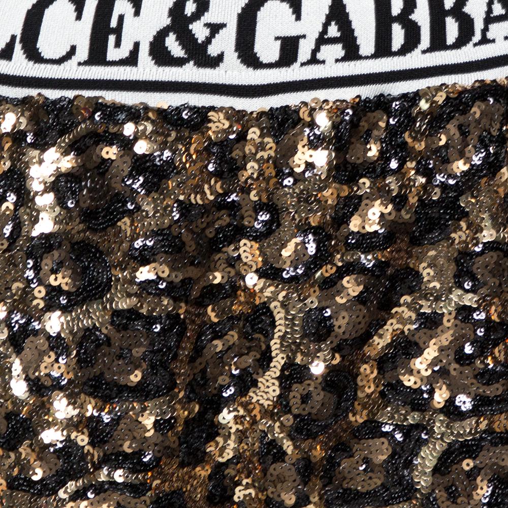 Dolce & Gabbana Gold Sequined Track Trousers S In Excellent Condition In Dubai, Al Qouz 2