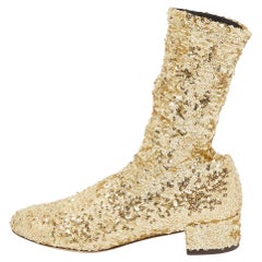 Dolce & Gabbana Gold Sequins Ankle Boots Size 36