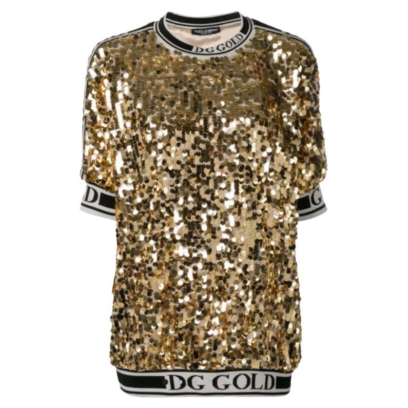 Dolce & Gabbana Gold Sequins Jacquard Tracksuit Top Party Bright Glitter DG 