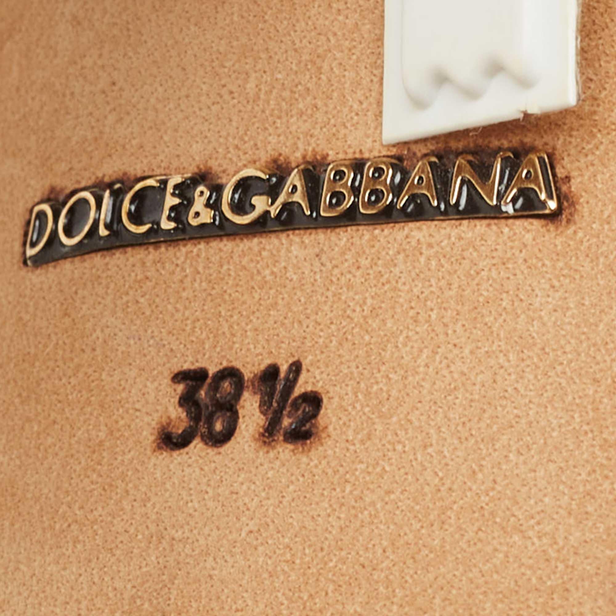 Dolce & Gabbana Gold Sequins Studded Heel Square Toe Pumps Size 38.5 For Sale 4