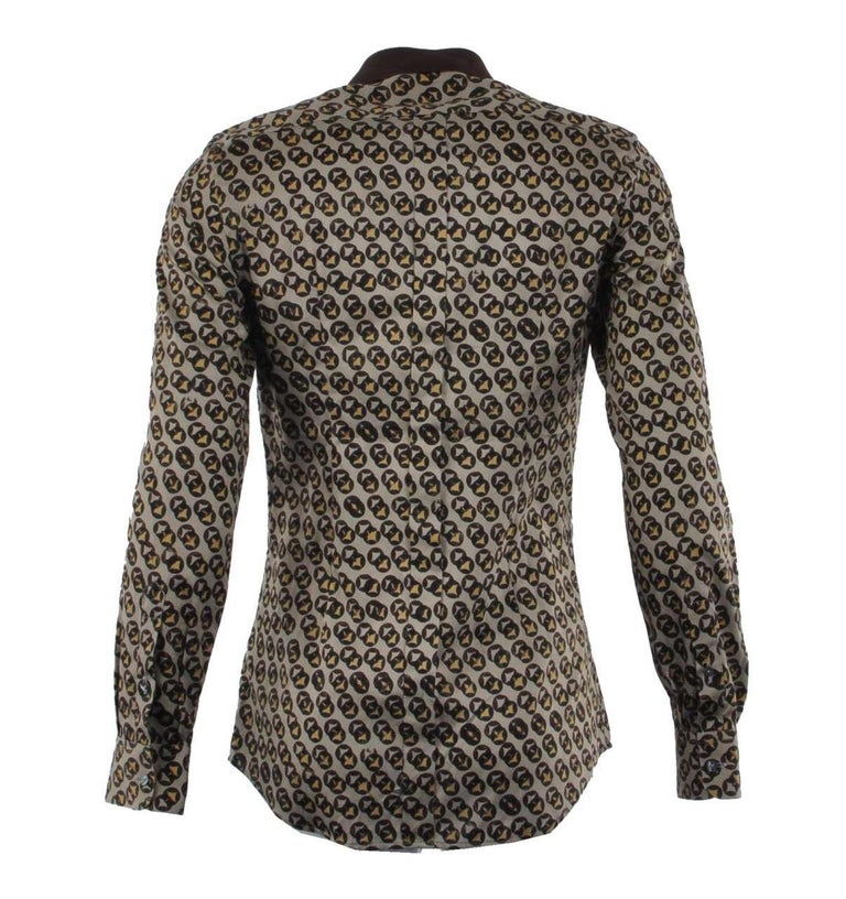 Dolce & Gabbana Multicolor Patterned Collared GOLD Men Dress Shirt
