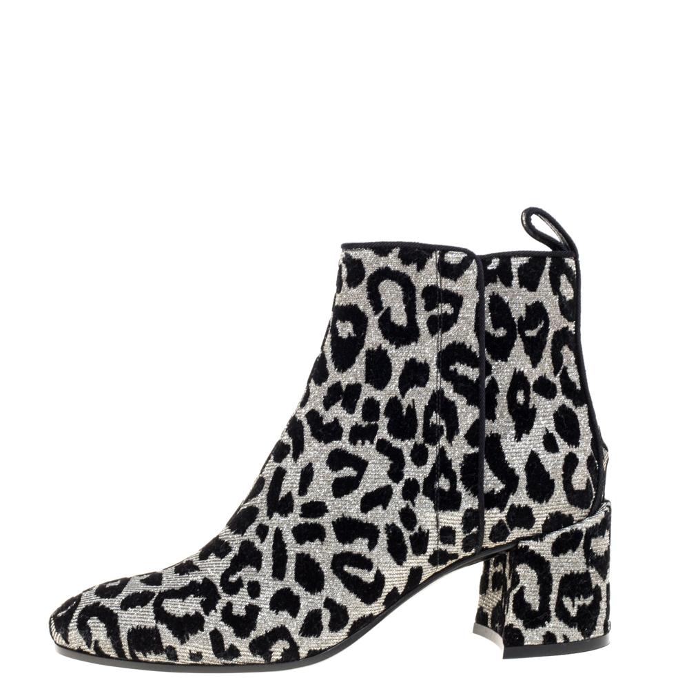 Women's Dolce & Gabbana Gold/Silver Animal Print Lurex Fabric Boots Size 38.5