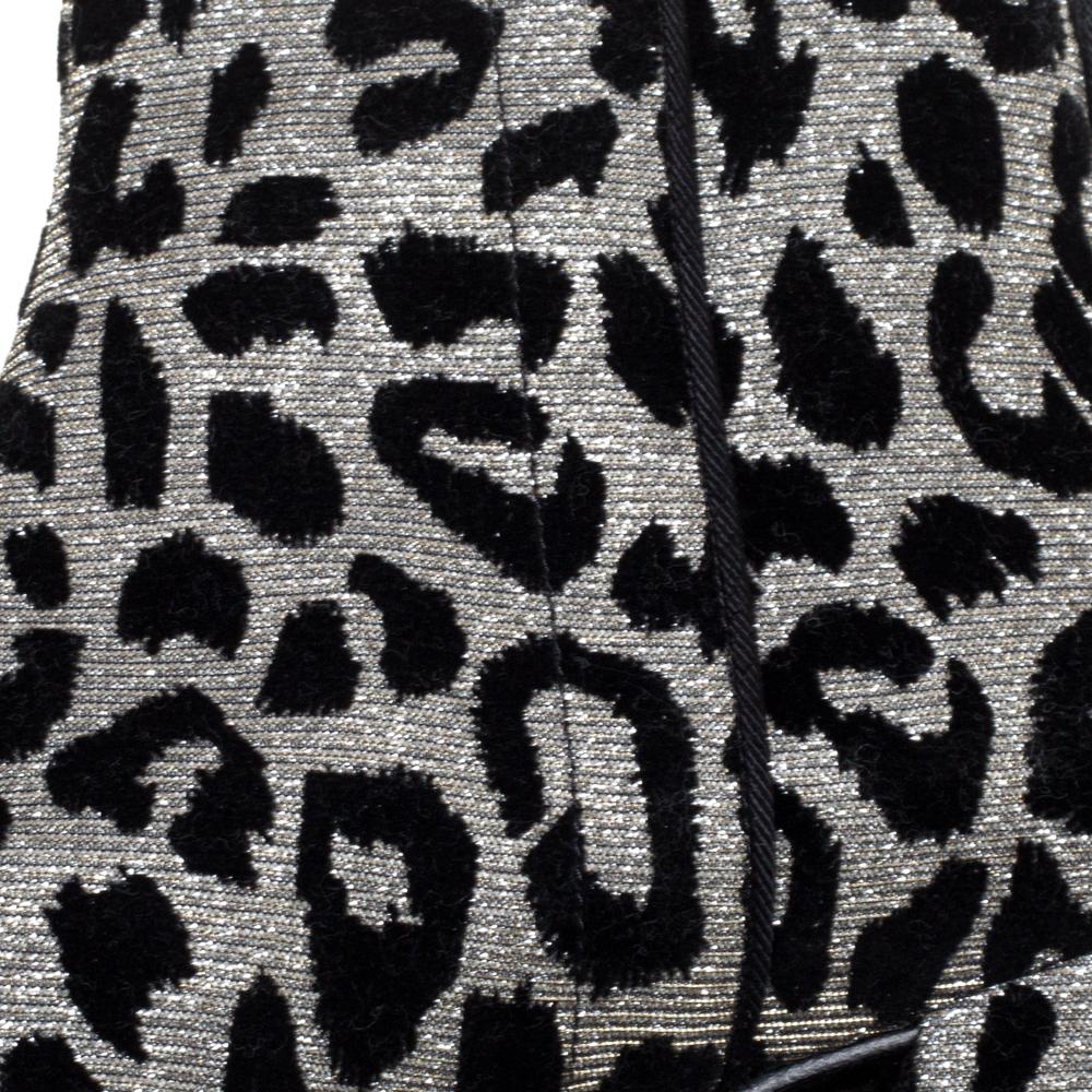 Dolce & Gabbana Gold/Silver Animal Print Lurex Fabric Boots Size 38.5 3
