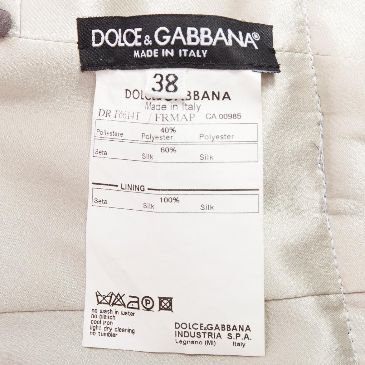 DOLCE GABBANA gold silver checked jacquard gold chain trim belted dress IT38 XS For Sale 3