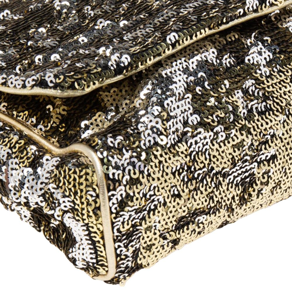 Dolce & Gabbana Gold/Silver Sequins Miss Charles Shoulder Bag 3