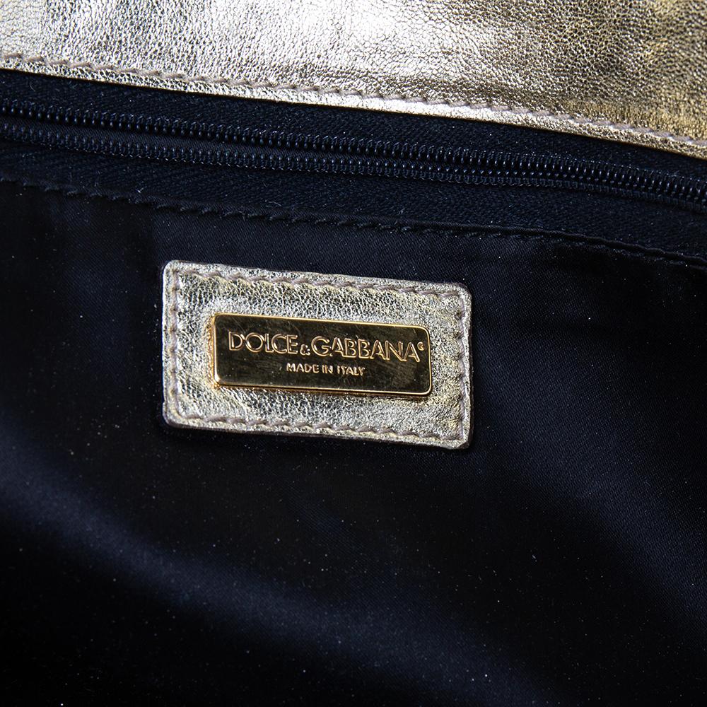 Dolce & Gabbana Gold/Silver Sequins Miss Charles Shoulder Bag In Good Condition In Dubai, Al Qouz 2