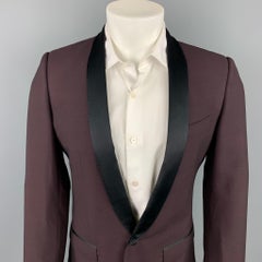 DOLCE & GABBANA Gold Size 36 Regular Eggplant Purple & Black Wool Blend Suit