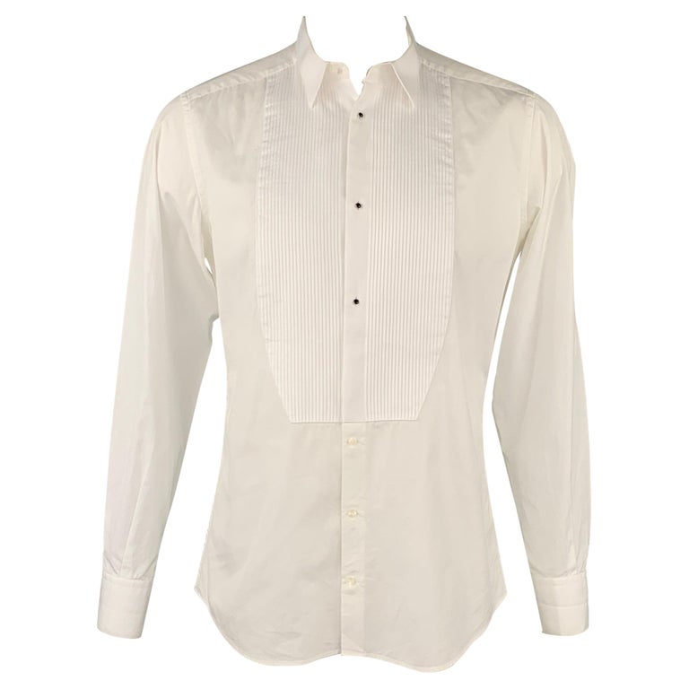 Dolce & Gabbana White GOLD Long Sleeves Dress Men Formal Shirt