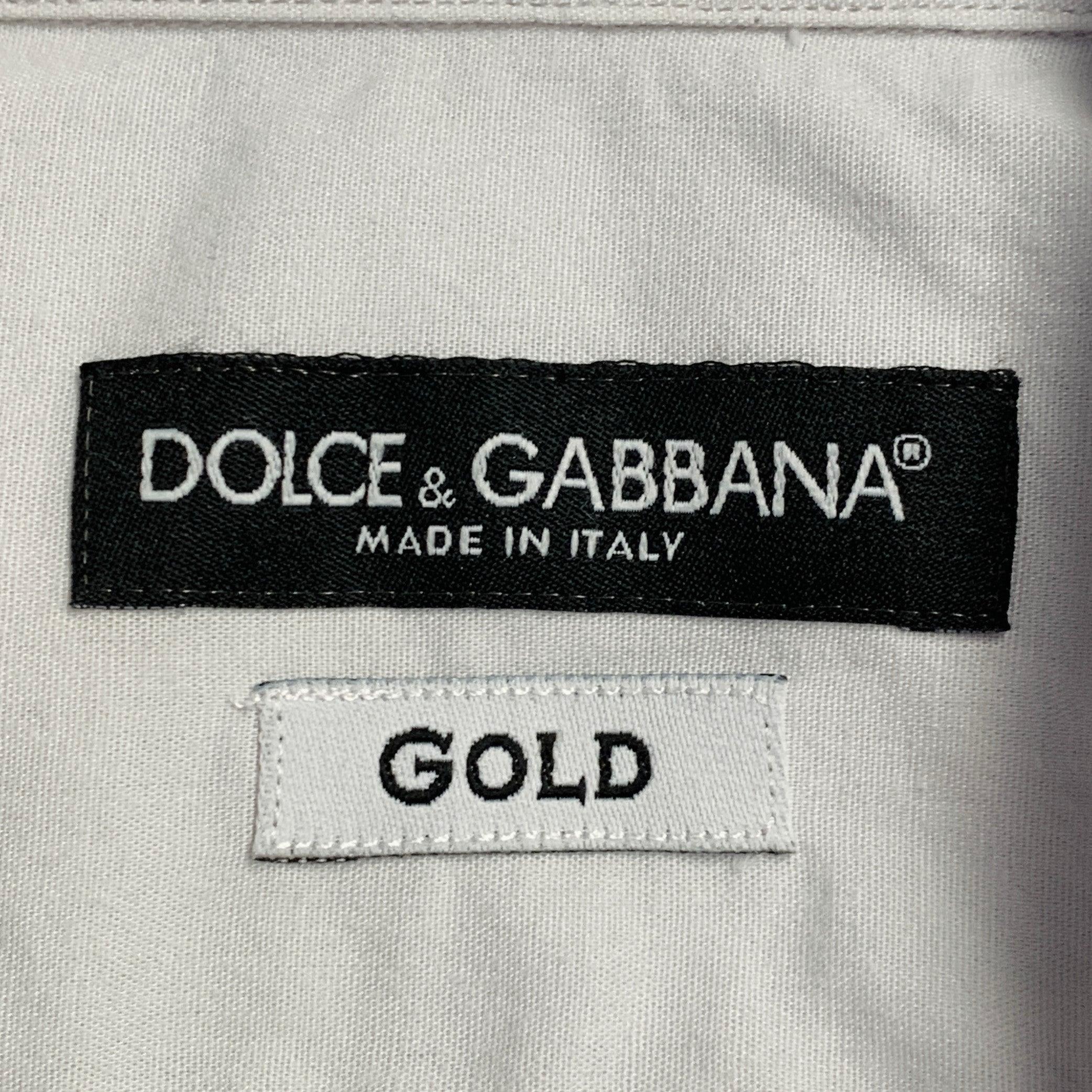 DOLCE & Gabbana GOLD Taille M Chemise grise à col pointu et manches courtes Excellent état - En vente à San Francisco, CA