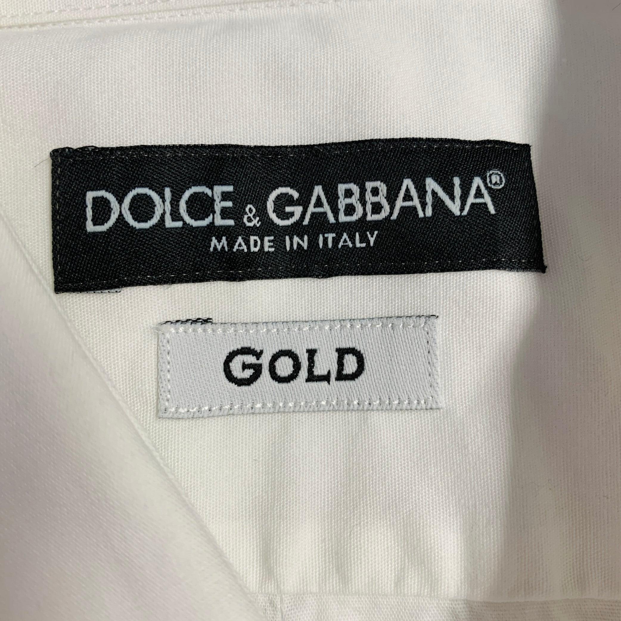 DOLCE & GABBANA GOLD Taille M Chemise blanche à col pointu et manches courtes Excellent état - En vente à San Francisco, CA