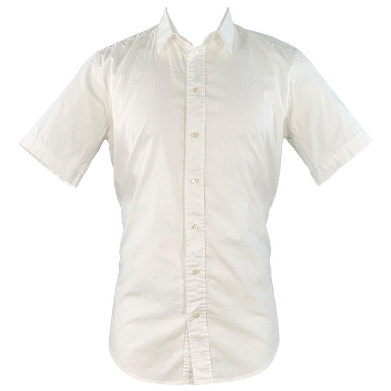 DOLCE and GABBANA GOLD Size M White Point Collar Short Sleeve Shirt For  Sale at 1stDibs