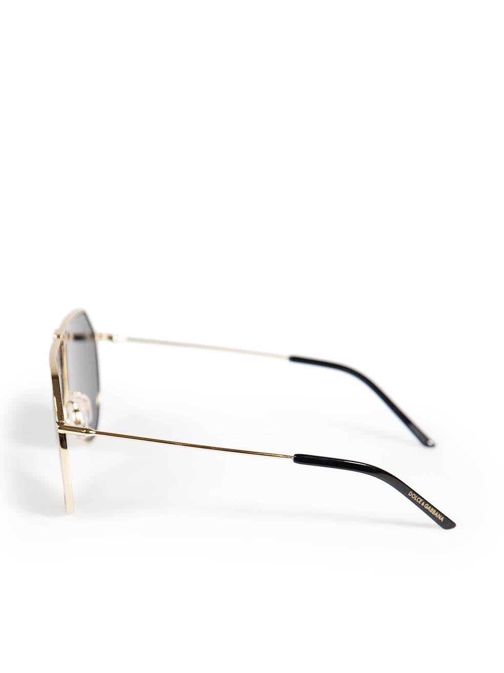 Dolce & Gabbana Gold Tinted Aviator Sunglasses In Good Condition In London, GB