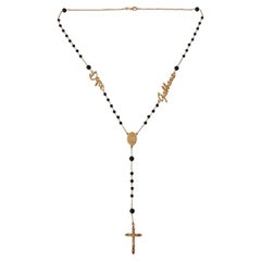 Dolce & Gabbana Gold-tone Black Necklace With a Rosary Motif  Made of Silver