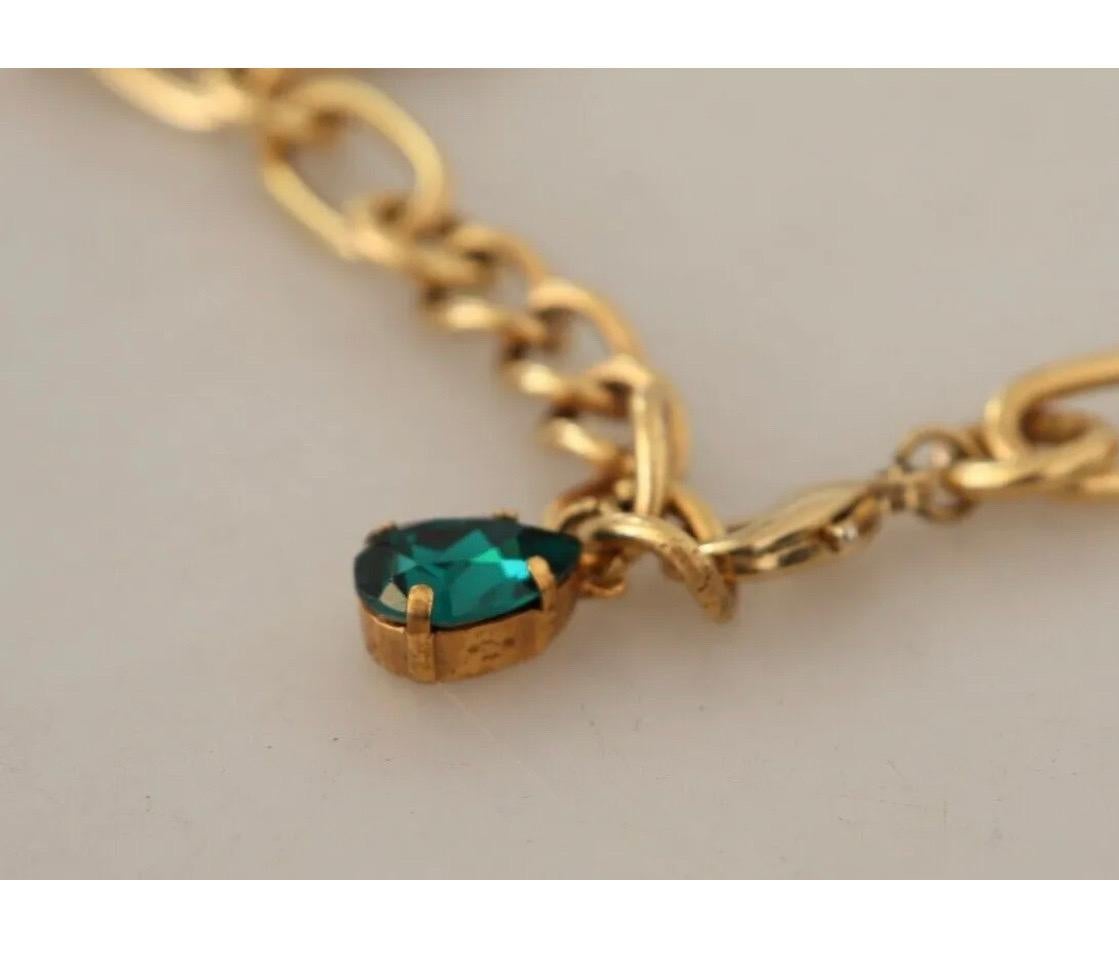 Dolce & Gabbana Gold tone chain necklace with multicolor cross crystals pendant In New Condition In WELWYN, GB