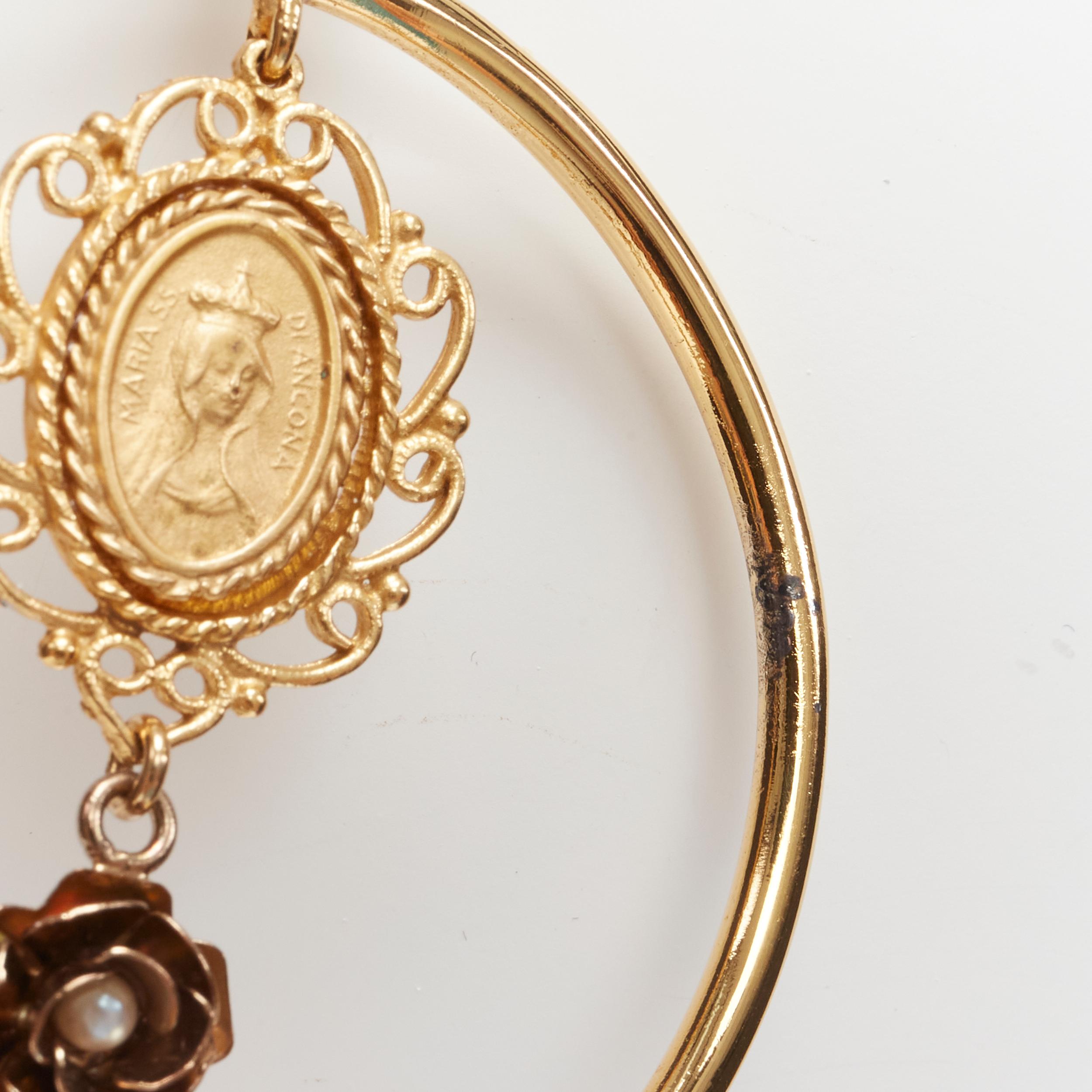 DOLCE GABBANA pendientes de clip de aro rosario Maria perla en tono dorado 1