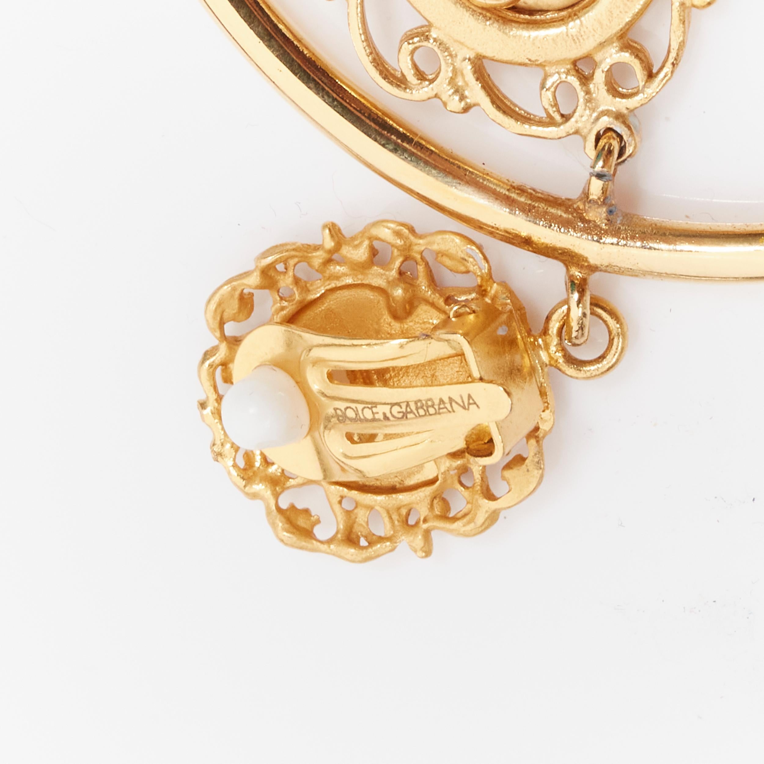 DOLCE GABBANA pendientes de clip de aro rosario Maria perla en tono dorado 2