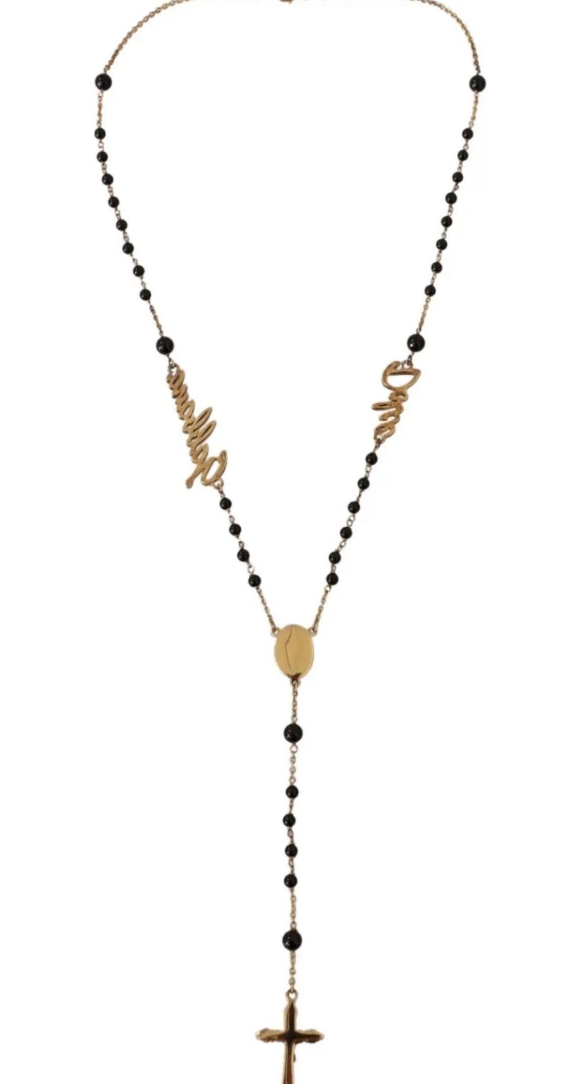 Women's Dolce & Gabbana Gold-tone necklace with a rosary motif. Made of silver.